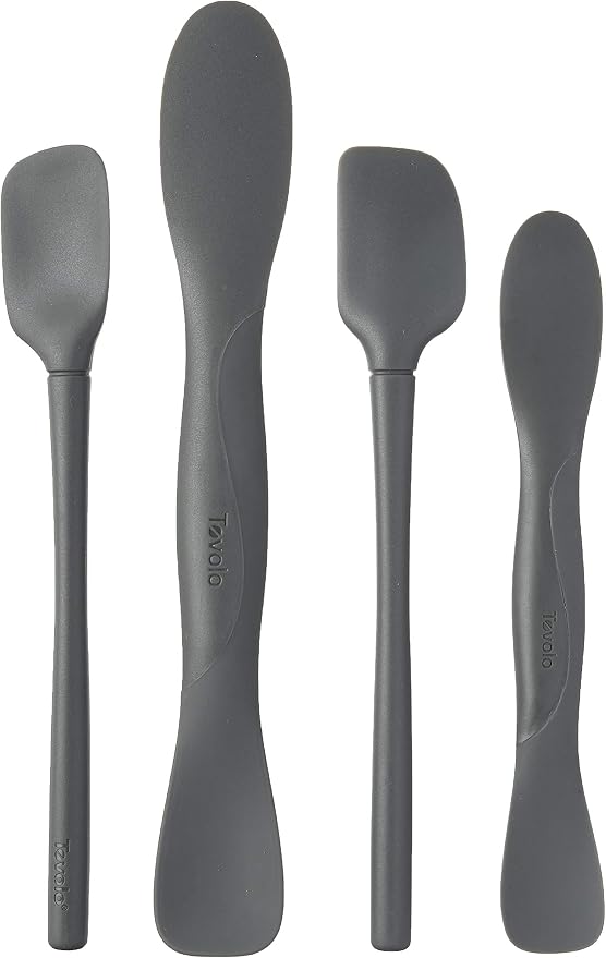 Tovolo Flex Core Mini Silicone Spatula Set for Kitchen Prep and Baking, Silicone Kitchen Utensils Set with Spatula Spoonula & Scoop Tools, BPA Free Heat Resistant Silicone Cooking Set, Charcoal Gray