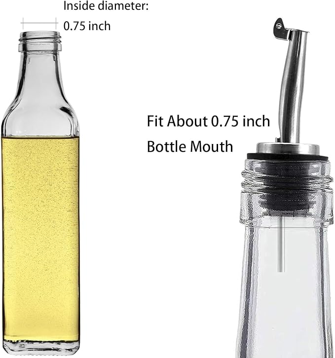 20 Pcs Oil Spout Liquor Bottle Pourer Spouts for About 3/4" Bottle Mouth | Stainless Steel Olive Oil Dispenser Spout Liquor Bottle Pourer with Flip Top