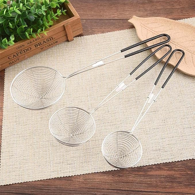3Pcs 2.5 inch Hot Pot Strainer Scoops Stainless Steel Hot Pot Strainer Spoons Mini Mesh Skimmer Spoon Asian Strainer Ladle with Handle