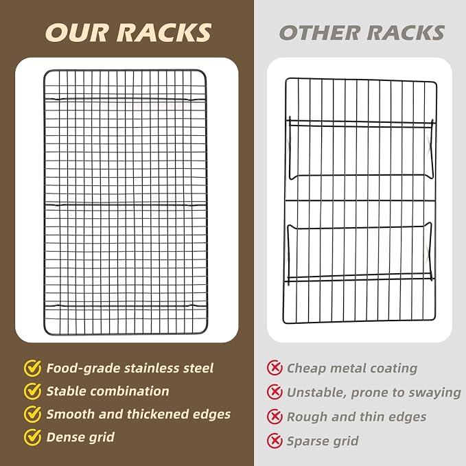 Pleafind 3 PCS Stackable Cooling Rack -16 x 10 Inch Heavy Duty Stainless Steel Baking Racks, Cooling Racks for Cooking and Baking, Ideal for Roasting, and Drying, Oven and Dishwasher Safe