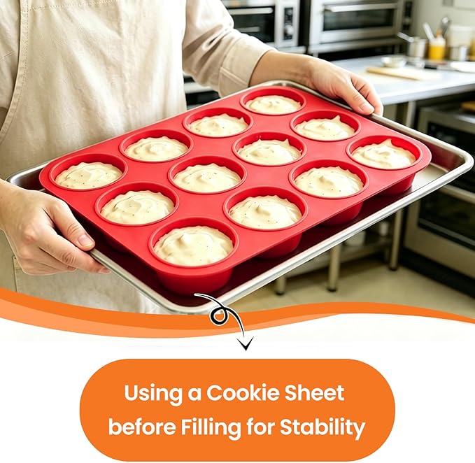Silicone Muffin Pan, Mini Muffin Pan, Regular 12 Cups and Mini 24 Cups Cupcake Tin Set of 2 for Baking Egg Bites