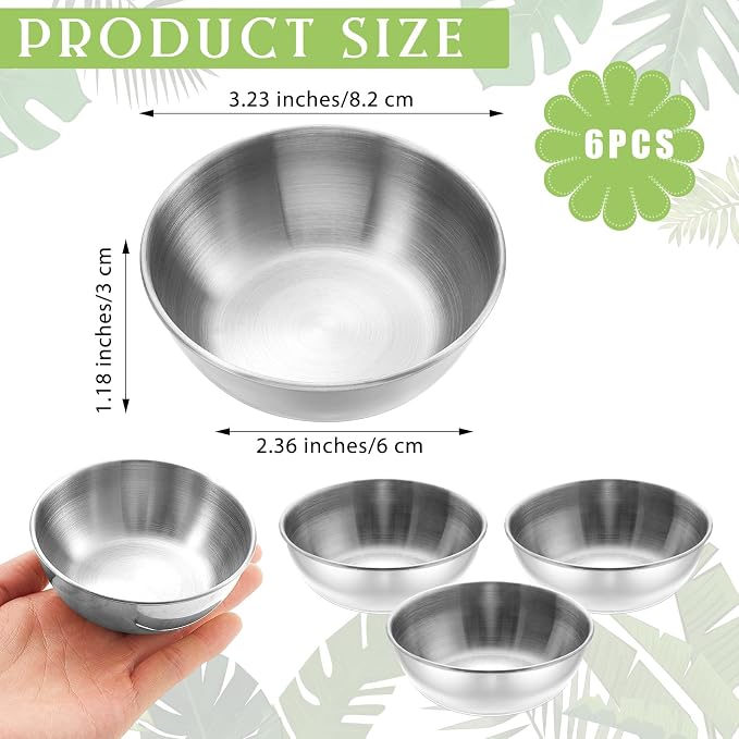 Teenyyou 6 Pcs 3.23 In DIY Face Mask Mixing Bowl Stainless Steel Esthetician Facial Mask Bowl Facial Small Mixing Esthetician Supplies for Lady Women Skincare Home Salon Cosmetic Beauty (Silver)