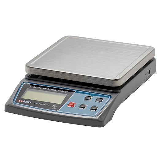 Winco 6 1/2" Clear Digital Portion Scale | Precision weighing up to 22 lb, Backlit lcd display, Field calibration, Dual power options