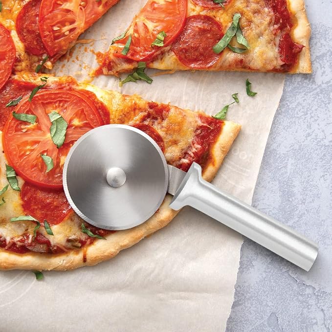 Rada Cutlery Pizza Cutter (R121), 3" Stainless Steel Wheel, Silver Handle, Pack of 2