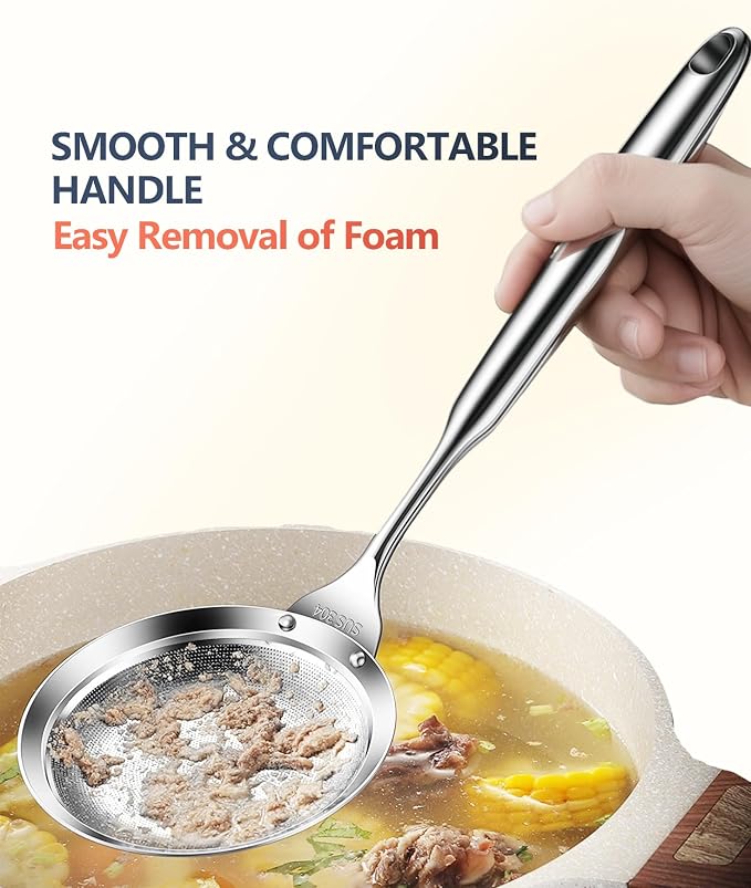 Ugotit Multi-functional Skimmers Spoon Strainer Set, DIA 4.3Inch & 5.9Inch | 304 Stainless Steel, Grease Separator, Strainers Fine Mesh Strainer For Foam, Cooking, Hot Pot,