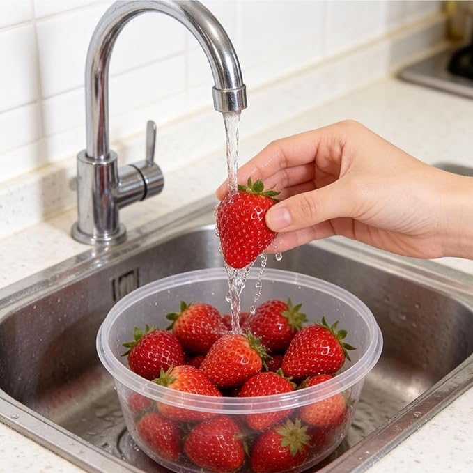 5-Piece Plastic Mixing Bowl Set with Lids for Kitchen, Nesting Kitchen Bowl Set for Mixing Baking, Prepping, Cooking & Food Storage Microwave Safe (Red)