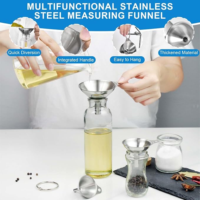 Measuring Cups and Spoons Set 26 Piece, 11 Stainless Steel Nesting Measuring Spoons and Cups with 8 Plastic Measuring Cup, 3 Funnel, 3 Brush, 1 Ruler, Measuring Cup Set for Kitchen Baking Liquid Dry
