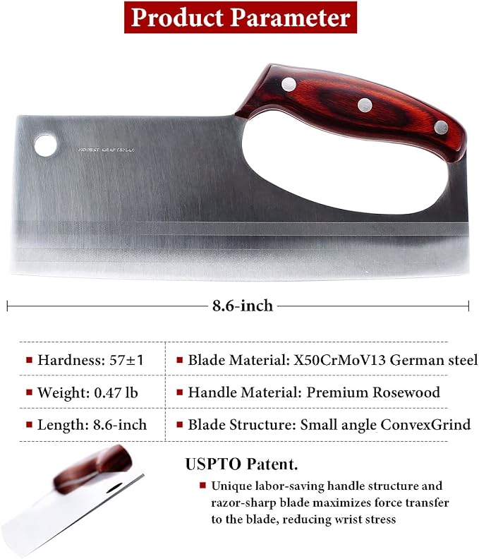 Meat Cleaver Knife Japanese Chef Knife for Vegeable Meat Cutting | Effort Save Unique Knives With Easy Handle, Razor-like Sharpness