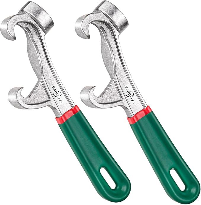 2Pcs Upgraded Bucket Opener Tool 5 Gallon, 8.5 Inch Aluminum Paint Bucket Lid Opener Wrench with Non-slip Rubber Handle Grip, Metal Can Opener Lid Pail Remover Tool for Home Industrial