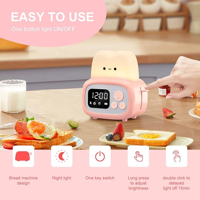 QANYI Timer Clock Night Light for Kids, Tiny Hand Size Portable LED Clock Lamp Kids Desktop Timer for Toothbrush, Learning, Exercise, Bathroom, Oven, Baking, Cooking, Table, Bedroom, Kitchen