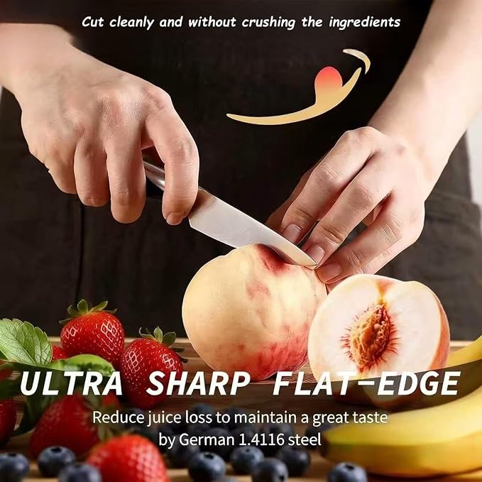 2-Piece Sharp Paring Knife Set German Steel Fruit Vegetable Peeling | German 1.4116 Steel, 15° Edge, Full Tang, Rust Resistant, Dishwasher Safe, Ergonomic ABS Handle, 3.5 & 5 Inch