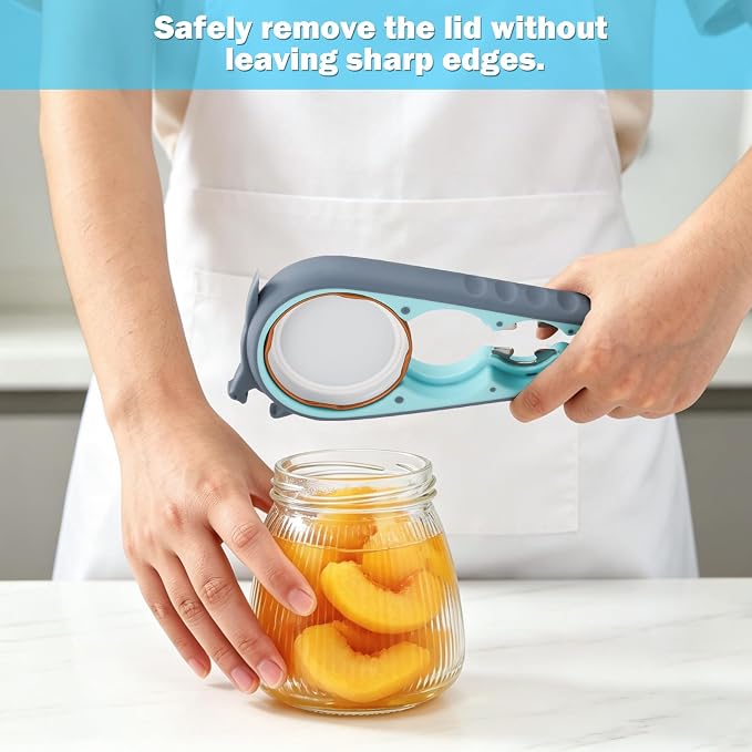 Jar Opener for Weak Hands, Seniors, Arthritis (Blue&Grey) | 3-Pieces Jar and Bottle Opener Set, 6-in-1 Multifunctional Jar Lid Opener Bottle Opener, Non-Slip Jar Opener Gripper Pad