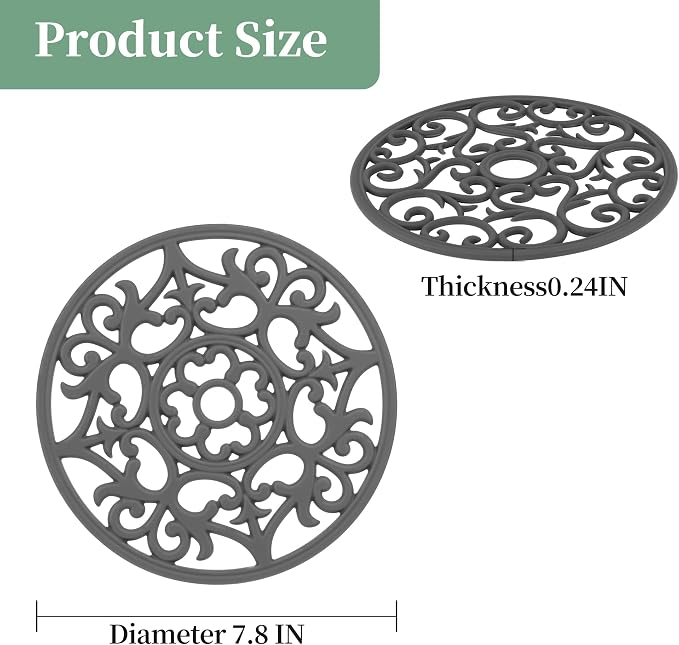 Tirvets for Hot Dishes, Silicone Trivet Hot Pads for Kitchen, Silicone Trivets for Hot Pots and Pans, Trivets for Quartz Countertops, White Kitchen Silicon Trivet Mat for Tabletops Set of 6