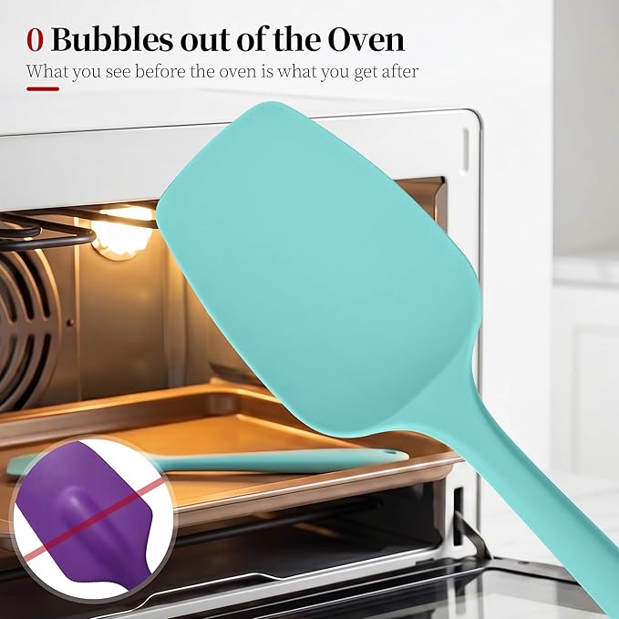 600ºF Heat Resistant Silicone Spatula Spoonula Set of 3, Aqua Sky | High Heat Food Safe Kitchen Use Scraper for Cooking Baking Mixing Scraping Stirring Cake Nonstick Cookware Pan Bowl