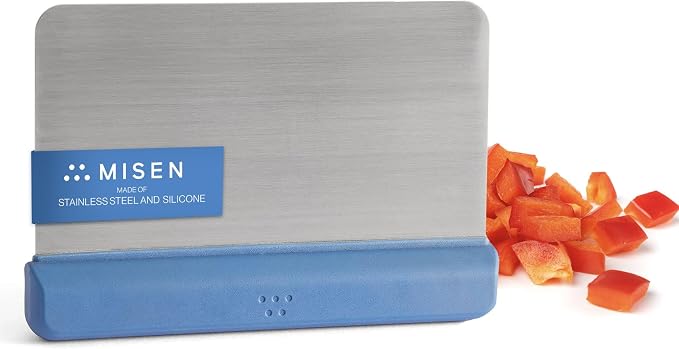 Misen Stainless Steel Bench Scraper - Versatile Food Scraper with Blue Handle - Ideal for Kitchen, Pastry & Dough - Durable Cutting Board Scraper Tool for Effortless Transfer into Pots & Pans - Blue