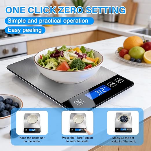 33lb Digital Kitchen Food Scale | Food Scales for Kitchen Weight Grams and Ounces Pounds/Ounces/Grams be Freely Changed for Daily Use Home Baking
