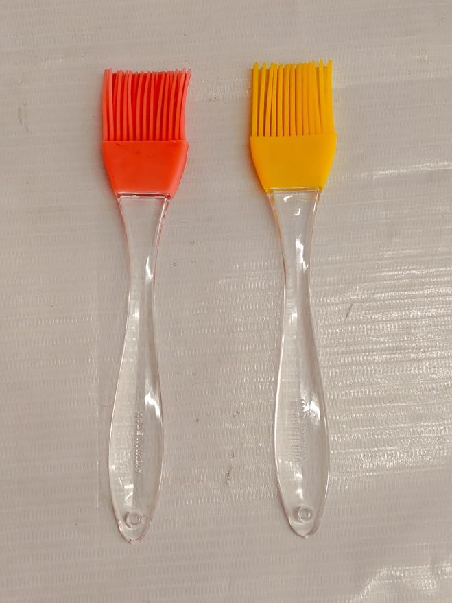 Set of 2 Kitchen Silicon Flat Pastry Brush Multi Purpose Silicon Oil Cooking Brush for Grilling, Tandoor and BBQ (Multicolor)