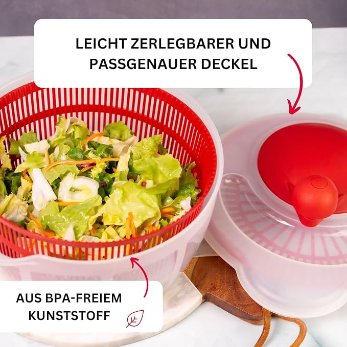 Westmark 2432224B Salad Spinner Capacity 5 Litres Diameter 26 cm Plastic BPA-Free Fortuna Blue Standard