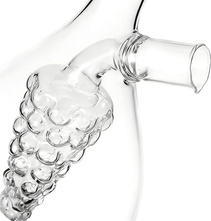 ELETON Grape Motif 2 in 1 Glass Oil and Vinegar Dispenser – Dual Chamber Cruet Bottle for Olive Oil & Balsamic, Leakproof Kitchen Container with Cork Stopper