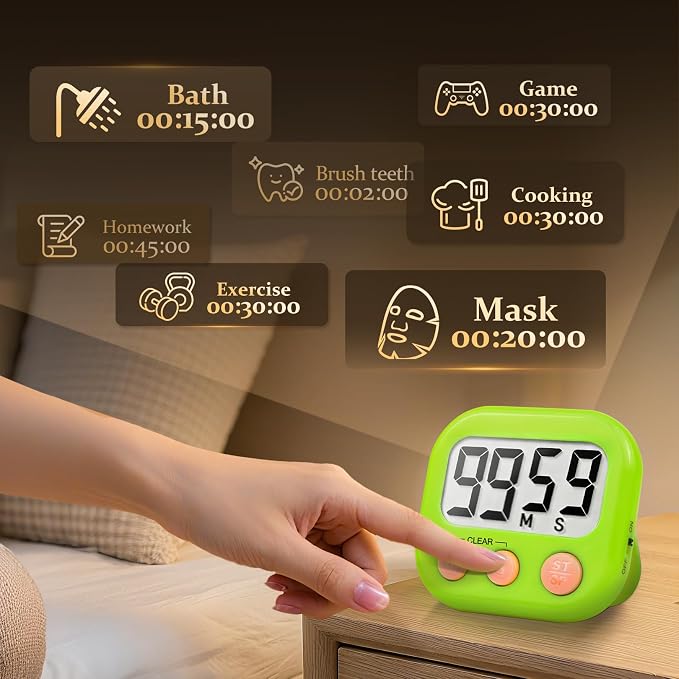 24 Pack Digital Kitchen Timer Small Classroom Timers for Kids Teachers (Orange&Green)