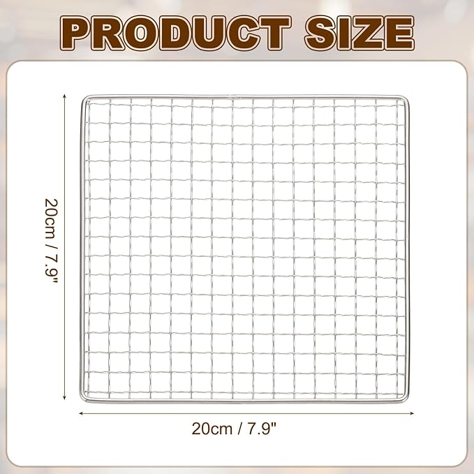 uxcell Cooling Racks, 7.9" x 7.9" Stainless Steel Barbecue BBQ Grill Net Mesh Rack Grate for Cooking, Roasting, Grilling, Oven & Dishwasher Safe, Silver