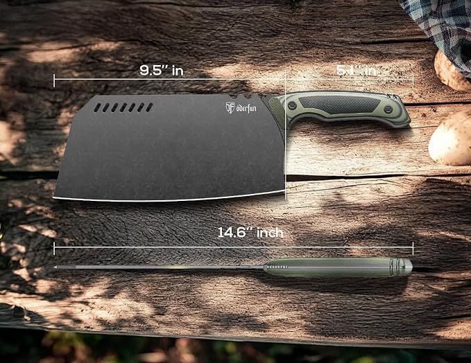 Meat Cleaver Butcher Knife 9 Inch, Bone Chopper,G10 Non-Slip Handle | Ultra Sharp Stainless Steel Blade, Full-Tang, Heavy Duty Meat Vegetable Cutting Knife for Home Kitchen and Outdoor Cooking