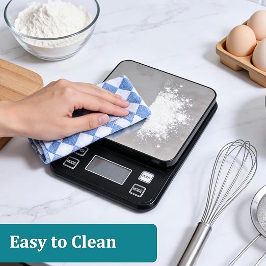 Kitchen Scale 11lb, Waterproof Digital Food Scale with Type-C Charging & Batteries, High Precision Gram and Ounces Scale, 304 Stainless Steel for Weight Cooking, Baking