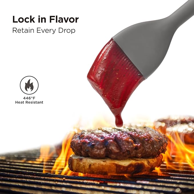 Kitchen Mama WaltzGrip Platinum Silicone Basting Pastry Brush, Metal Gray | Heat-Resistant, For Cooking, Baking, Grilling, Spreading Oil or Butter, Dishwasher-Safe