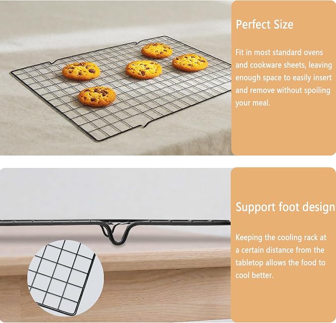 2 Pack Cooling Rack for Baking Cooking, 11" x 10" Squares Wire Racks | Small, Squares Grids, Oven Safe Cookie Cooling Rack, Roasting, Grilling, Drying