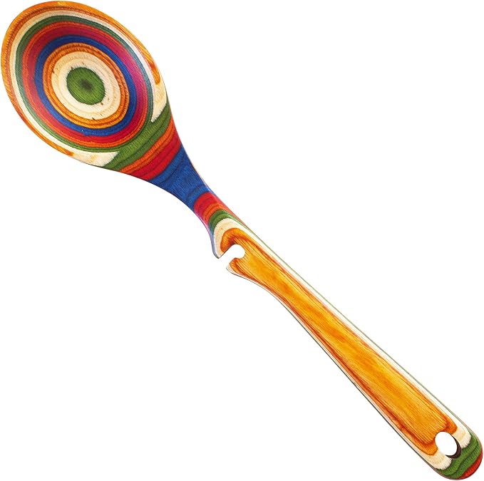 Totally Bamboo Baltique Marrakesh Collection 12-1/2" Wooden Cooking Spoon with Spoon Rest Notch, Ready for Use on Nonstick