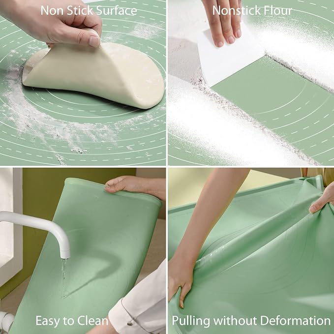 Silicone Mats for Baking 26" x 18" Pastry Mat with Measurements Extra Thick Baking Mat for Rolling Out Dough,Bread,Pie,Cookies,Sourdough,Pizza and fondant,Food Grade Dough Mat