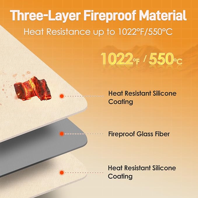 2 PCS Heat Resistant Mats for Countertop Air Fryer, 24x16in, Khaki | 1022 ℉ Fireproof mat, air fryer accessories for ninja, cosori, waterproof hot pads for kitchen toaster, oven, coffee maker