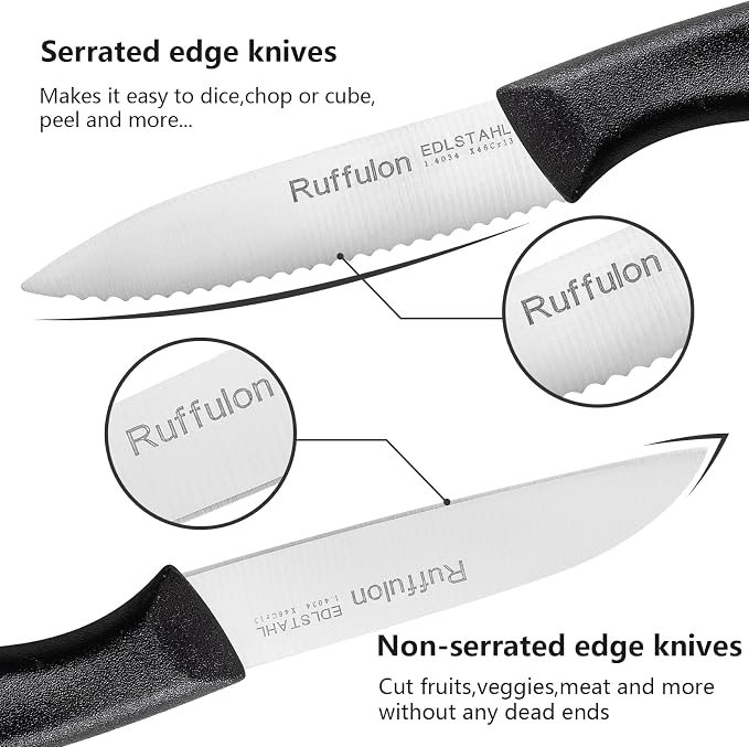 Vegetable and fruit knife set of six,Ultra Sharp Stainless Steel Paring Knife with Ergonomic PP plastic handle, sharp, super sharp kitchen knife set.
