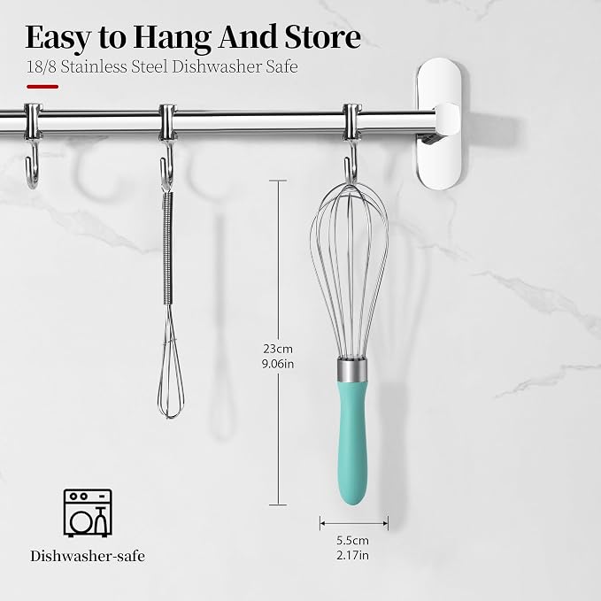 18/8 Stainless Steel Balloon Whisk for Cooking (Small, Turquoise) | Heavy Duty Metal Kitchen Wire Whisker Wisking Tool Egg Beater Hand Mixer for Mixing Baking Beating Stirring Sauce Flour