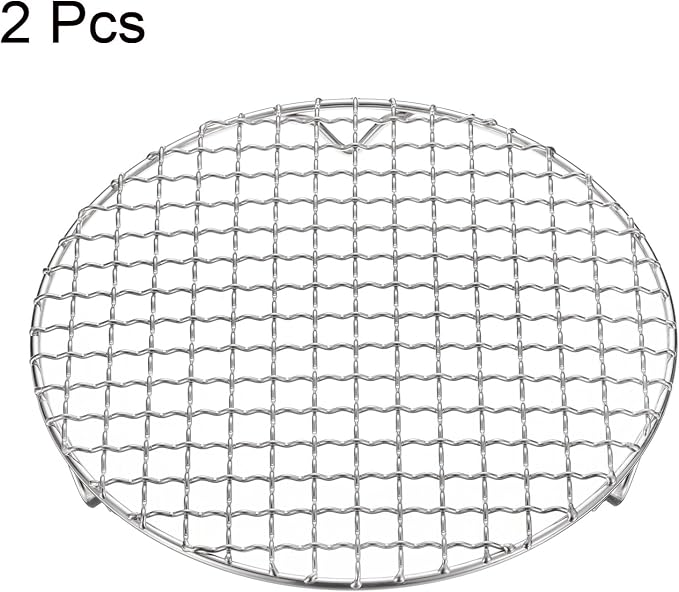 HARFINGTON 2pcs Round Cooking Rack 8.3-inch 201 Stainless Steel Cross Wire Barbecue Grill Net with 20mm Legs for Cooking Baking Steaming BBQ