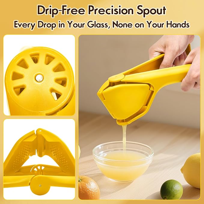 Manual Lemon Squeezer, Lemon Juicer, Citrus Juicer, 2 Packs Yellow, Durability and longevity, Easy to Use & Dishwasher Safe, $0.5 Cheaper Than Single Pack