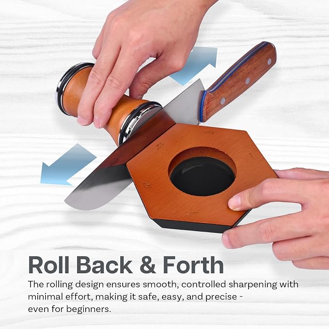 Rolling Knife Sharpener by MMOBIEL – 6 Magnetic Angles (12°, 15°, 17°, 19°, 22°, 25°) – Kitchen Knife Sharpener – Sharpening Kit with Magnetic Diamond Grinding Discs – Gifts for Men & Women