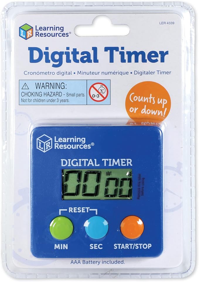 Learning Resources Digital Timer - Visual Timer for Kids, Digital Timers for Classroom, Kids Stopwatch, Magnetic Timers, Teacher Must Haves