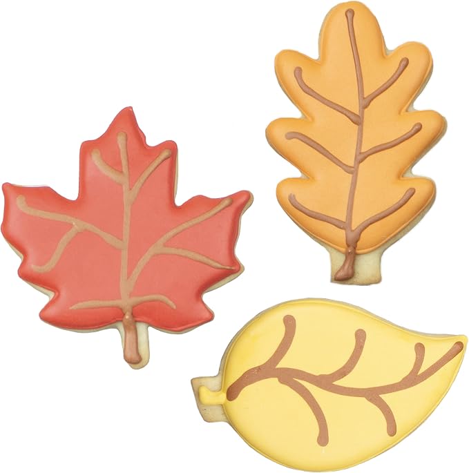 Ann Clark Fall Leaves 3-Pc. Cookie Cutter Set, Made in USA, Maple, Oak and Teardrop Leaves