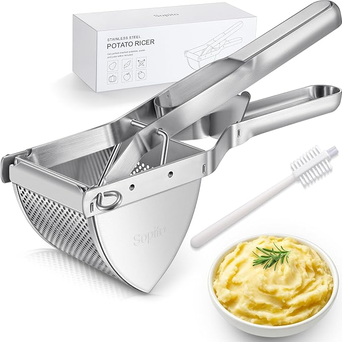 Potato Ricer, Sopito Stainless Steel Potato Masher for Commercial and Home Use