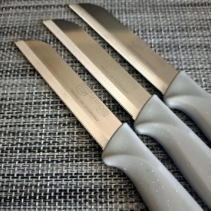 Quantity 6 Pcs Paring Knife Set – Sharp Serrated German Stainless Steel Solingen Kitchen Knives – Best Utility Chef Knives for Fruit & Vegetable Cutting, Multi Color