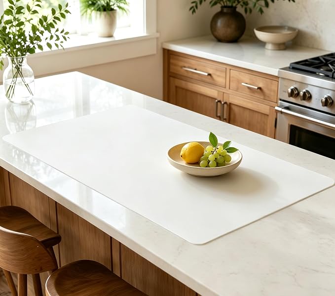 36''x36''(90cmx90cm) Silicone Kitchen Counter Mat, Extra Large Heat Resistant Non-Slip Countertop Protector, Waterproof Multipurpose Mat for Kitchen Island, Semitransparent