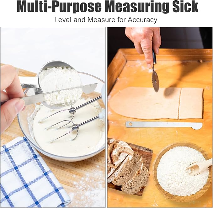 11 PCS Stainless Steel Measuring Cups Spoons Set, 5 Nesting Cups and 5 Stackable Spoons with 1 Leveler Measuring Tools Set for Dry Liquid Ingredients Cooking Baking