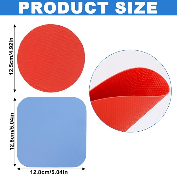 LUTER 4pcs Jar Opener Gripper Pad for Seniors with Weak Hands, Rubber | Multi-function Silicone Bottle Opener Lid Cap Rubber Gripper Pads Kitchen Coasters Gadgets, Blue, Red