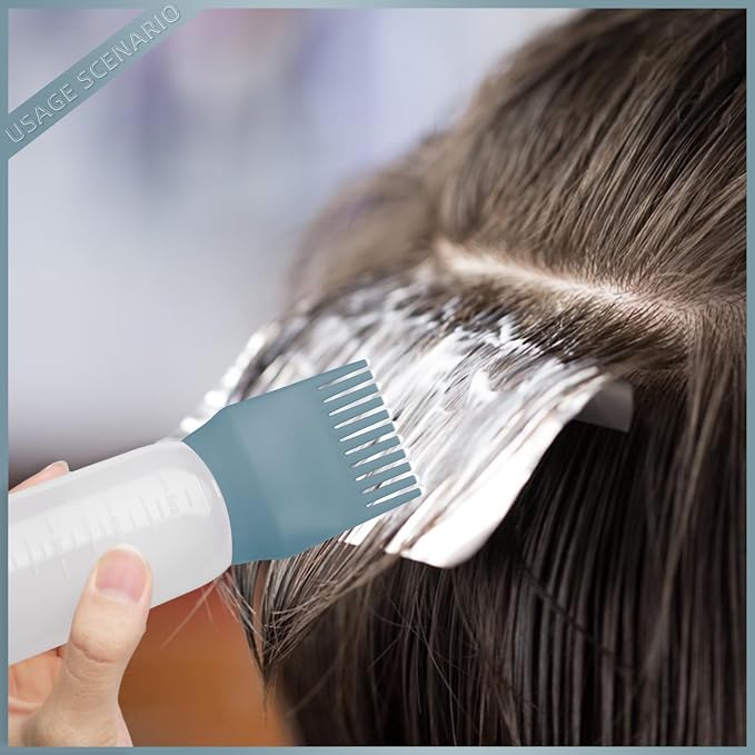 Root Comb Applicator Bottle 6 Ounce, 4 Pack Hair Oil Applicator Bottle, Hair Dye Bottle Applicator Tools with Hair Oil Dispenser Root Comb Brush for Scalp Hair Oiling Applicator - Green