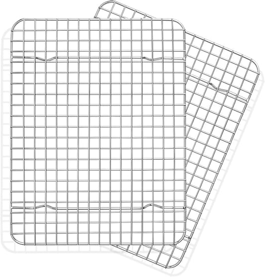 TeamFar Cooling Rack, 2 Pack Stainless Steel Grid Baking Rack for Cooking Roasting Grilling Drying, 11.75’’x 9’’ Small Metal Toaster Oven Rack for Cookies Meat, Non-Toxic & Heavy Duty, Dishwasher Safe