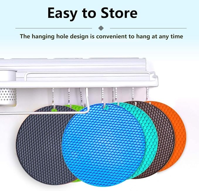 5 Pack Extra Thick Silicone Trivets Heat Resistant Pot Holder and Oven Mitts,Trivets for Hot Dishes,Nonslip Insulation Honeycomb Rubber Hot Pads for Countertop,Multi-Purpose & Flexible Mats,BK