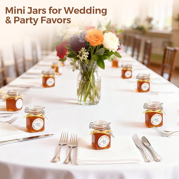 ComSaf Square Small Glass Spice Jars with Airtight Lids 4 oz 12 Pack Pantry | Honey herbs, Farmhouse pantry organization, Mini favor jars, Labels included, Funnel included, Kitchen storage, Snacks