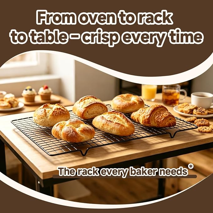 Bread Cooling Rack Sourdough, Sourdough Cooling Rack Stainless Steel, 2 PCS | Bread Cooling Rack, Heavy Duty Cooling Grids, Raised Feet for Heat Dissipation, Easy to Clean, Sturdy and Long-Lasting