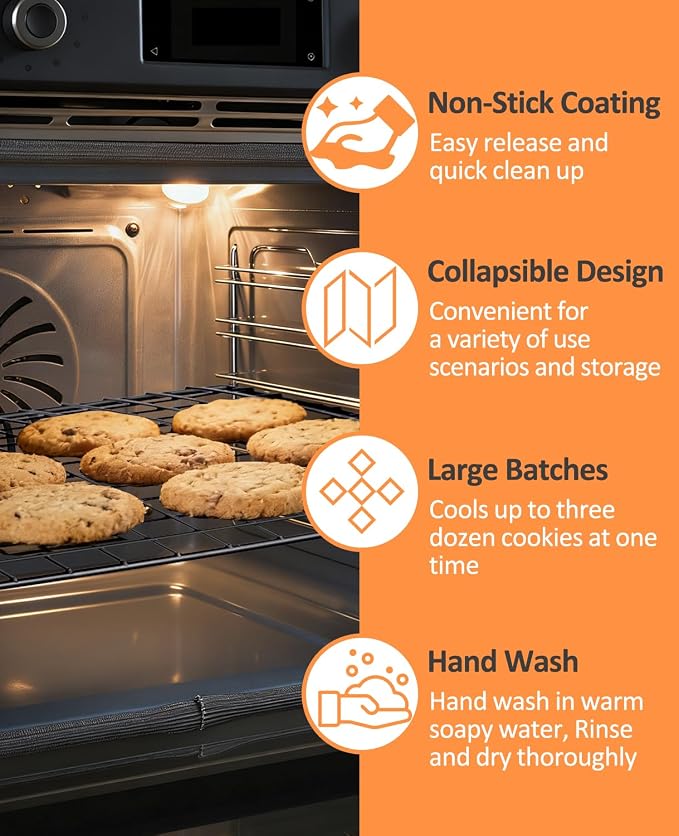 4 Tier Collapsible Cooling Rack, 2/3/4-Tier Upgraded,Adjustable ＆ Stackable Baking Rack, 5 Modes Cooling Racks for Cooking and Baking, Roasting ＆ Grilling Gifts for Picnic Party